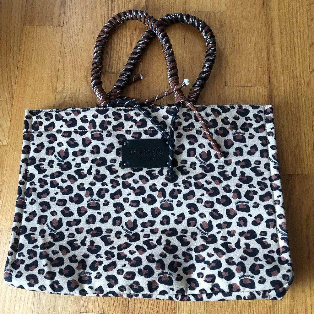 Wrangler Leopard Print Tote in Brown and Black - Picture 3 of 11